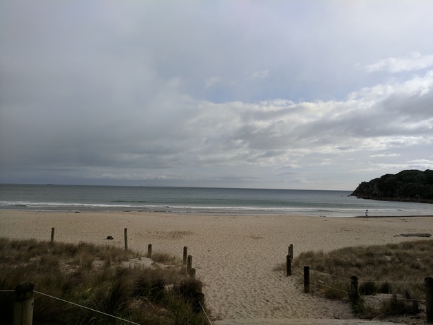 The beach, about to be rained on